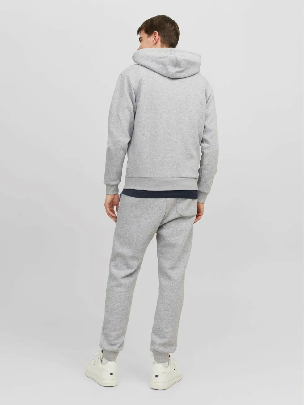 JACK & JONES Bradley sweat zip hood regular fit, heren sweatvest katoenmengsel met capuchon, lichtgrijs melange