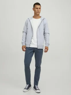 JACK & JONES Bradley sweat zip hood regular fit, heren sweatvest katoenmengsel met capuchon, lichtgrijs melange