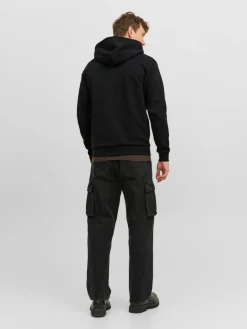 JACK & JONES Bradley sweat zip hood regular fit, heren sweatvest katoenmengsel met capuchon, zwart