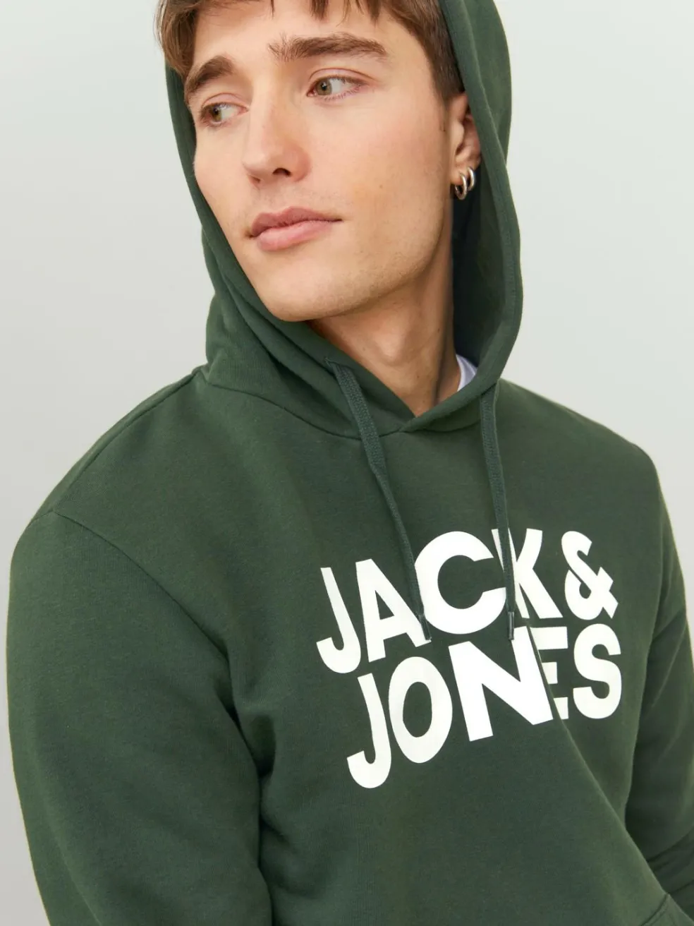 JACK & JONES Corp logo sweat hood regular fit, heren hoodie katoenmengsel met capuchon, groen grote print