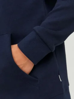 JACK & JONES Corp old logo sweat hood slim fit, heren hoodie katoenmengsel met capuchon, blauw