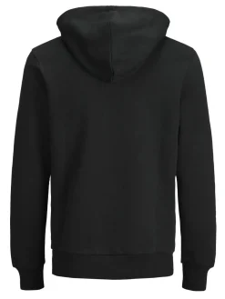 JACK & JONES Corp old logo sweat hood slim fit, heren hoodie katoenmengsel met capuchon, zwart