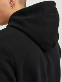 JACK & JONES Corp old logo sweat hood slim fit, heren hoodie katoenmengsel met capuchon, zwart