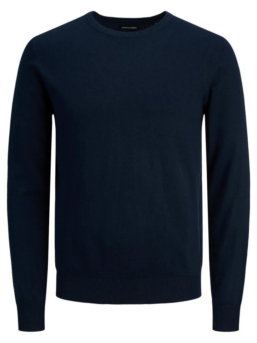 JACK & JONES Emil knit crew neck slim fit, heren pullover viscosemengsel met O-hals, blauw
