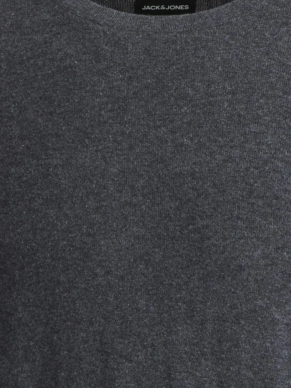 JACK & JONES Emil knit crew neck slim fit, heren pullover viscosemengsel met O-hals, donkergrijs melange
