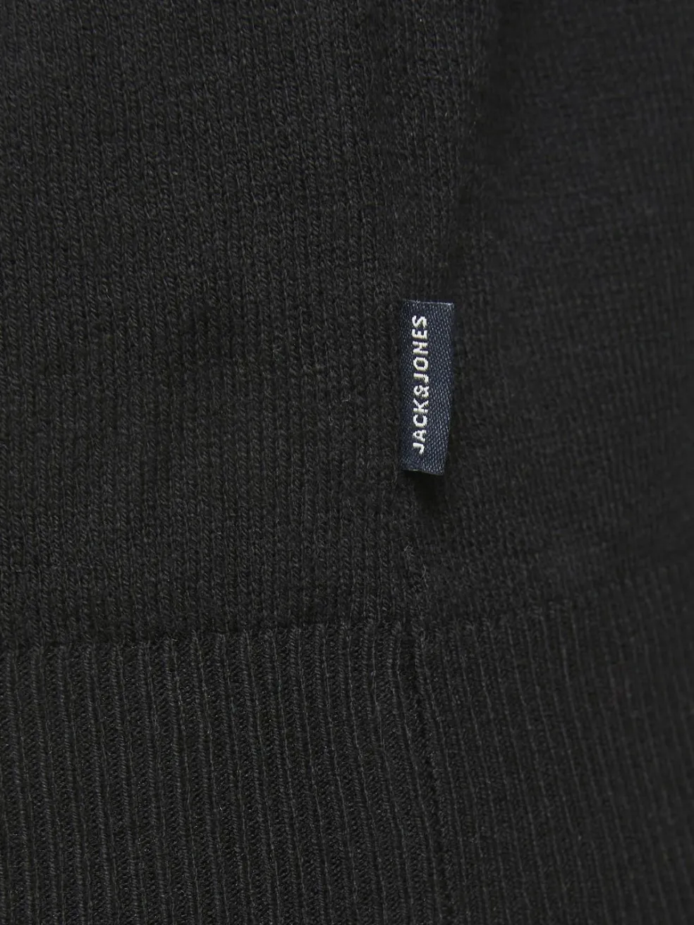 JACK & JONES Emil knit half zip slim fit, heren schipperstrui viscosemengsel met opstaande boord, zwart