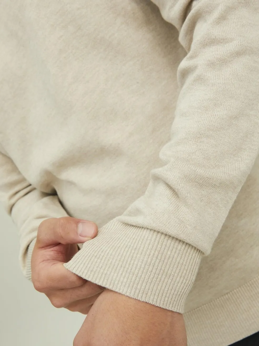 JACK & JONES Emil knit half zip slim fit, heren schipperstrui viscosemengsel met opstaande boord, beige melange