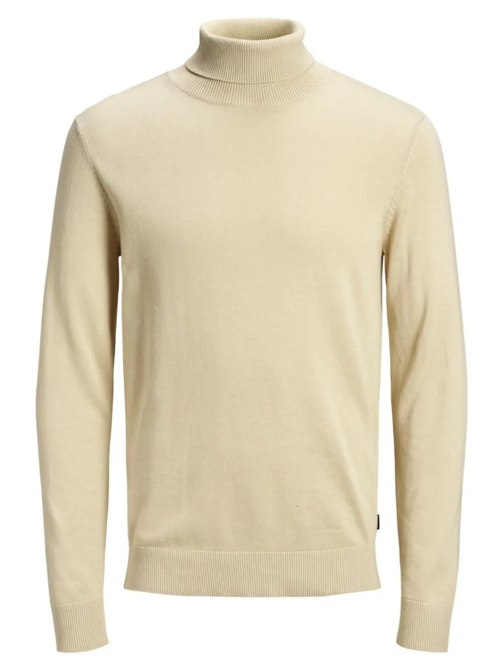 JACK & JONES Emil knit roll neck slim fit, heren pullover viscosemengsel met col, beige melange