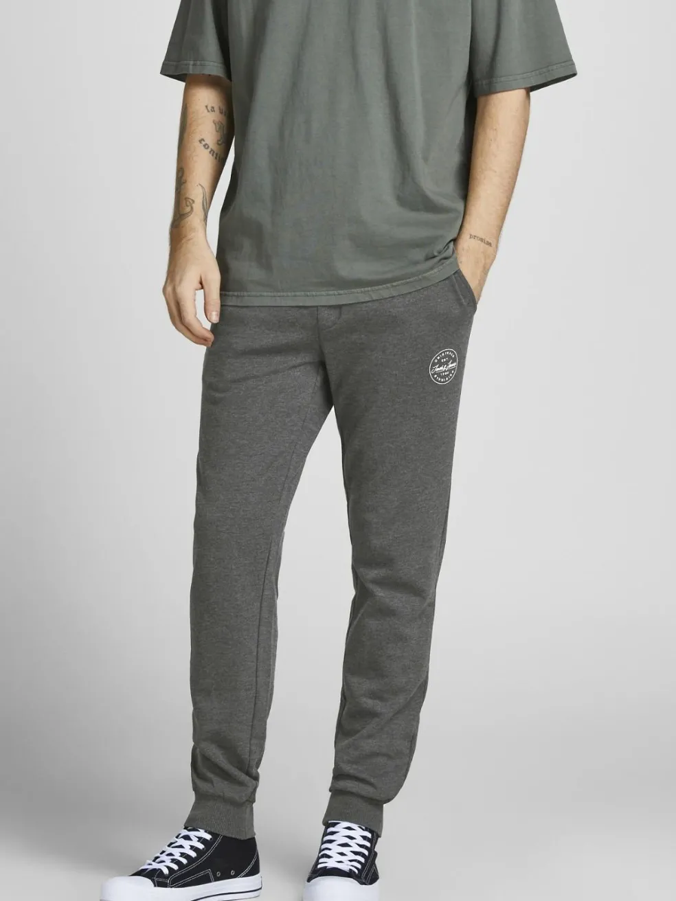 JACK & JONES Gordon Shark Sweat Pants regular fit, heren joggingbroek, donkergrijs melange