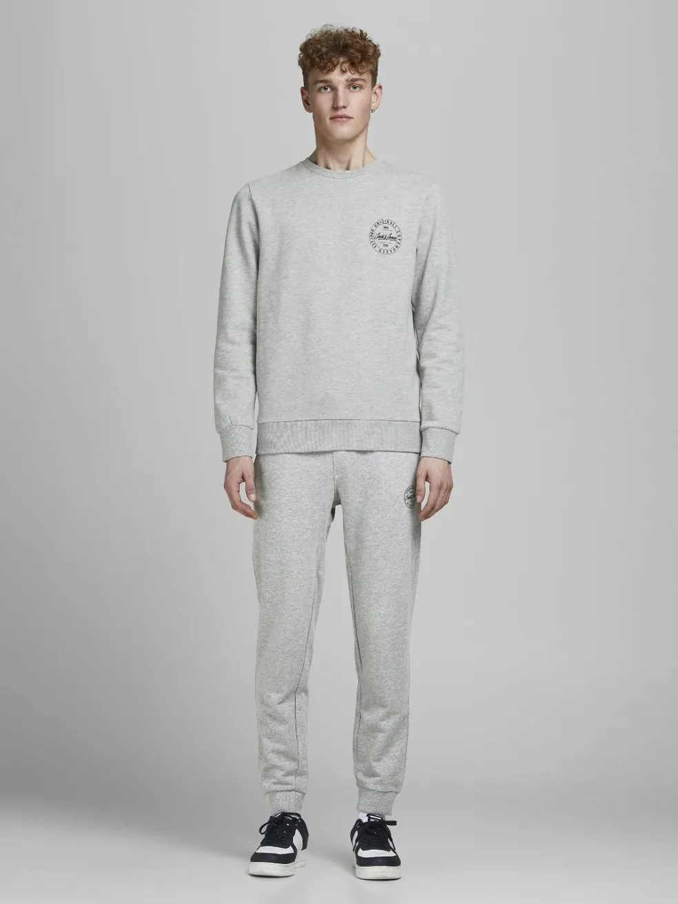 JACK & JONES Gordon Shark Sweat Pants regular fit, heren joggingbroek, lichtgrijs melange