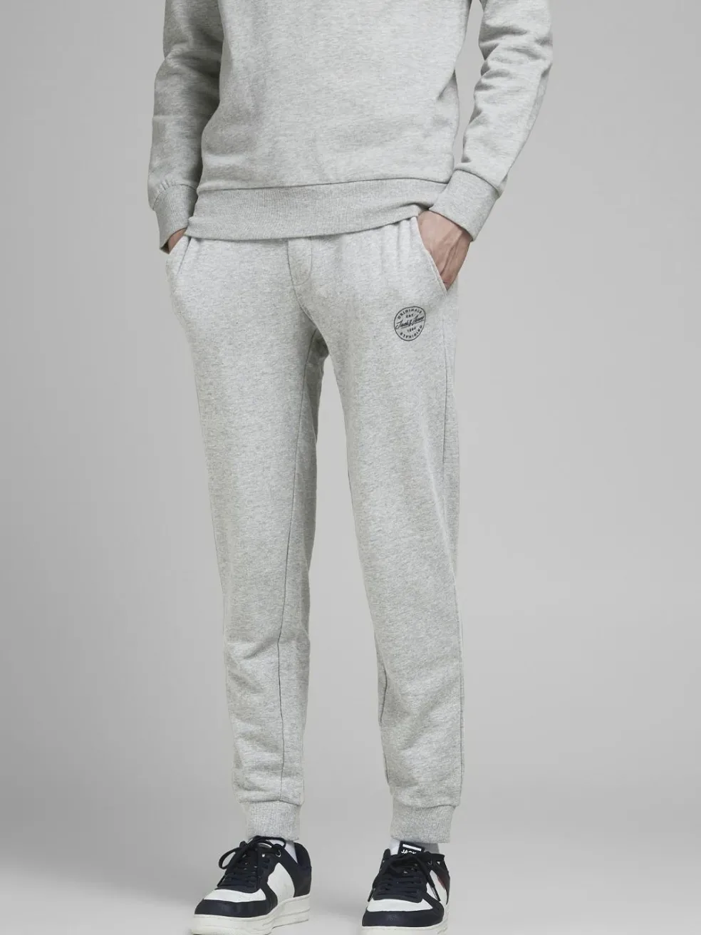 JACK & JONES Gordon Shark Sweat Pants regular fit, heren joggingbroek, lichtgrijs melange