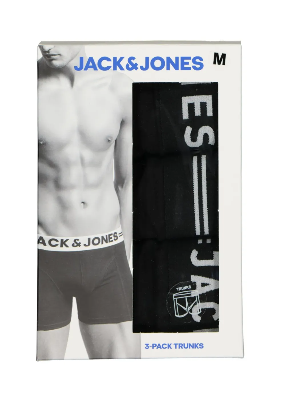Jack & Jones heren boxers Sense trunks (3-pack), zwart met zwarte band
