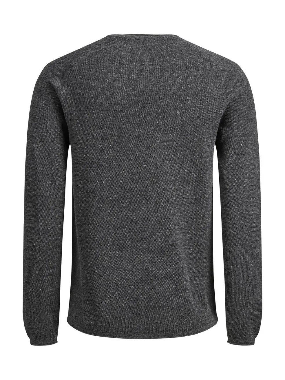 JACK & JONES Hill knit crew neck slim fit, heren pullover katoen met O-hals, donkergrijs melange