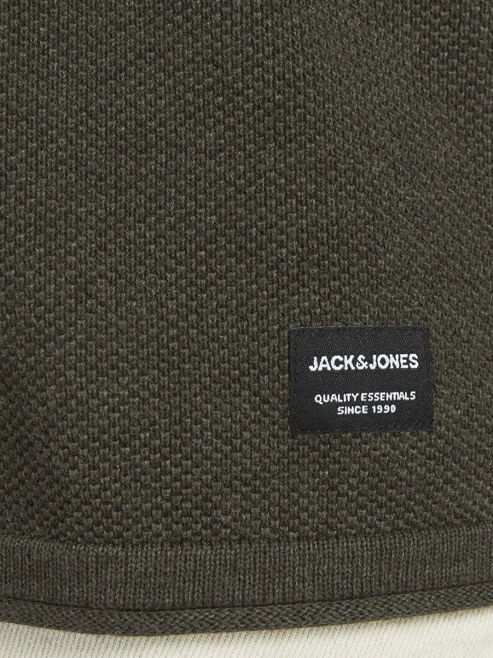 JACK & JONES Hill knit crew neck slim fit, heren pullover katoen met O-hals, groen melange
