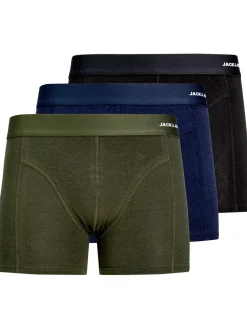 JACK & JONES Jacbasic bamboo trunks (3-pack), heren boxers normale lengte, groen, blauw, grijs en zwart