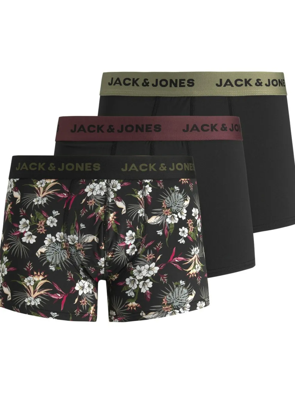 JACK & JONES Jacflower microfiber (3-pack), heren boxers normale lengte, zwart