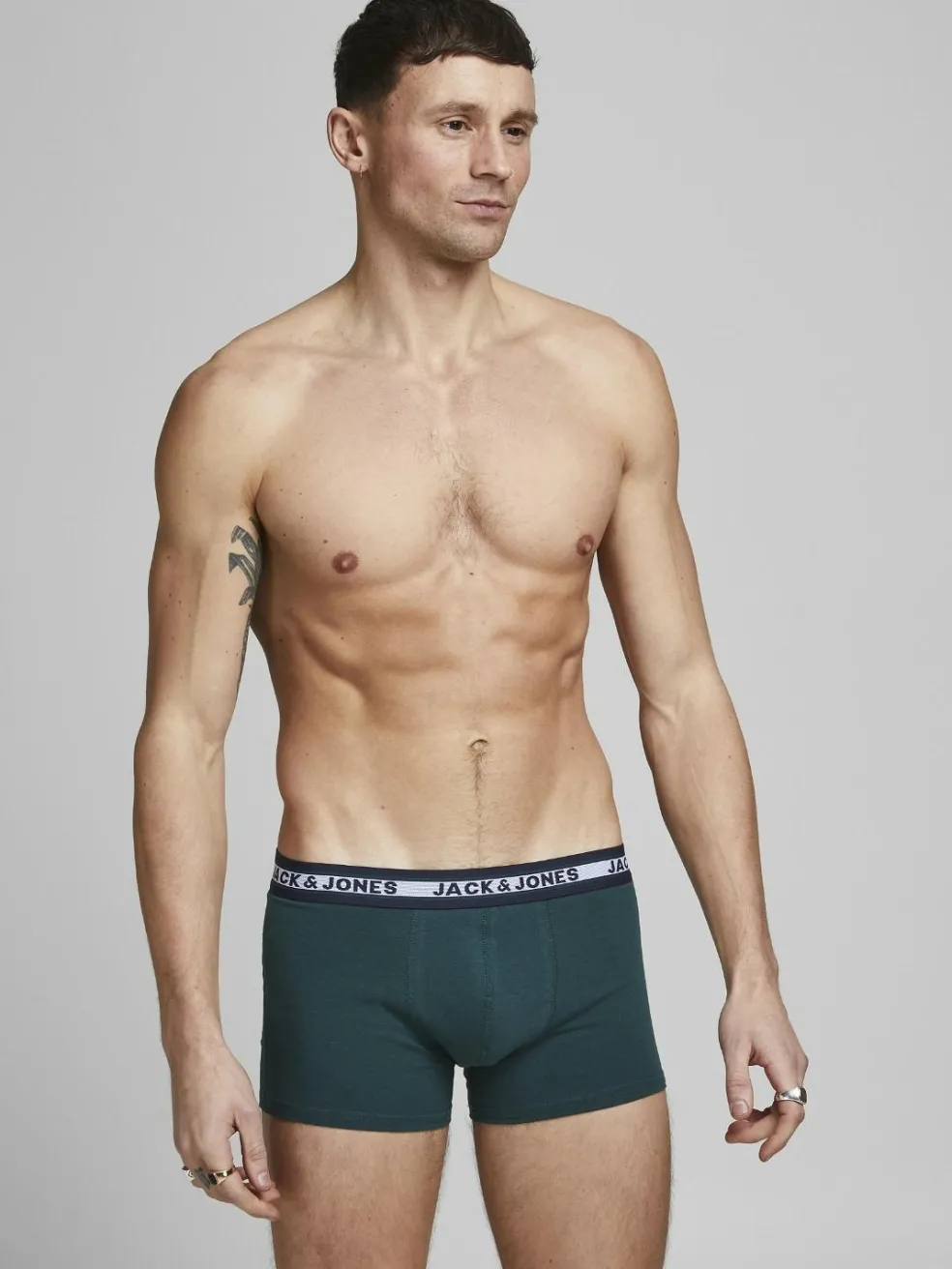 JACK & JONES Jacsolid trunks (10-pack), heren boxers normale lengte, zwart, groen, blauw, donkerrood en grijs