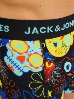 JACK & JONES Jacsugar skull trunks (3-pack), heren boxers normale lengte, zwart en geel