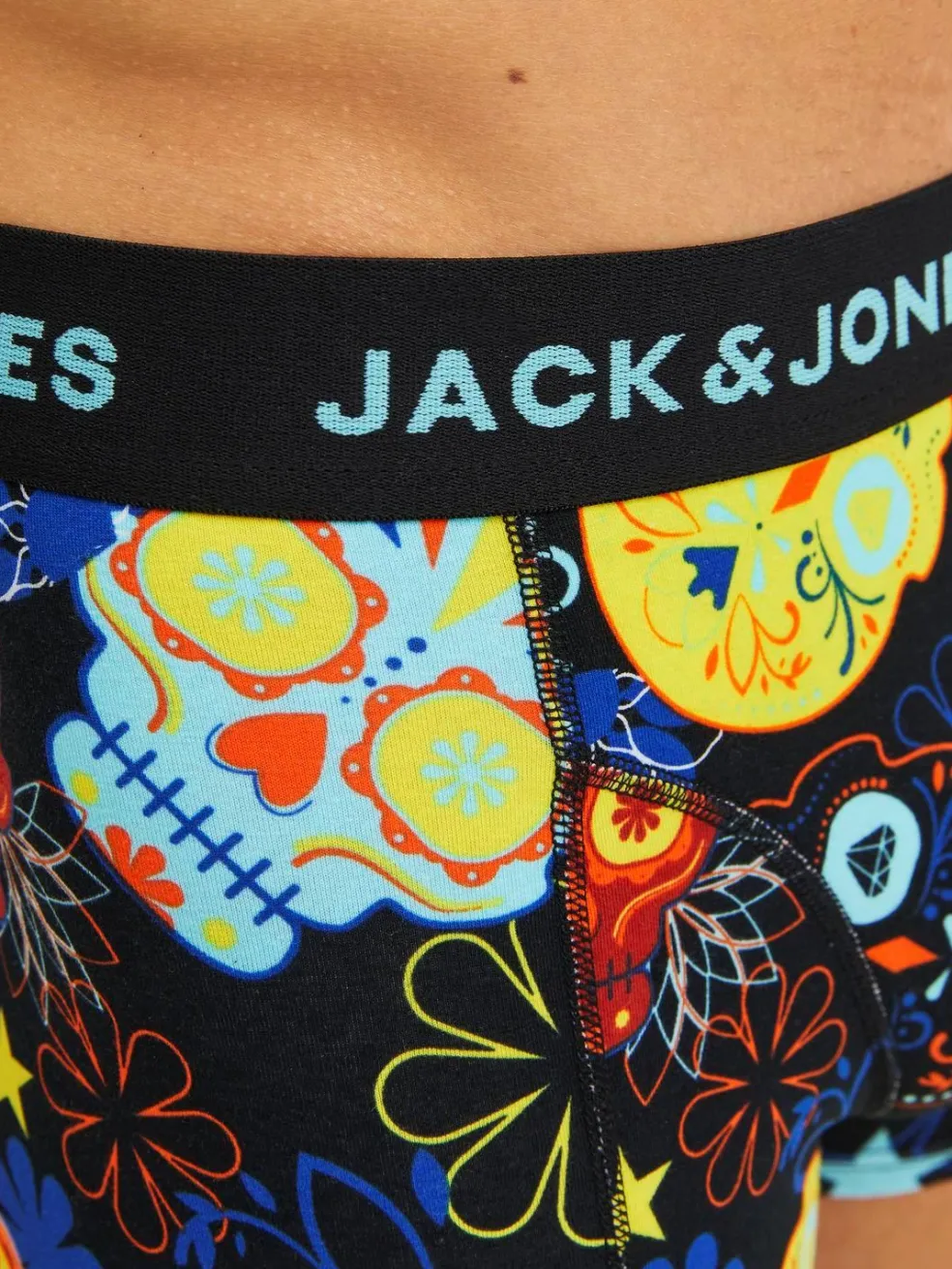 JACK & JONES Jacsugar skull trunks (3-pack), heren boxers normale lengte, zwart en geel