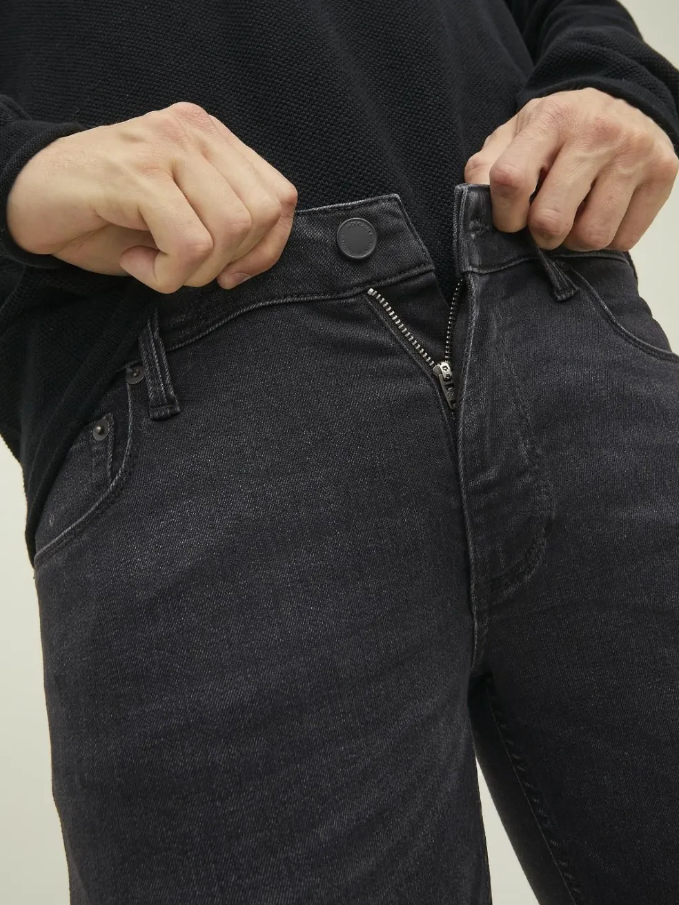 JACK & JONES Liam Evan Jos loose fit, heren jeans, zwart denim