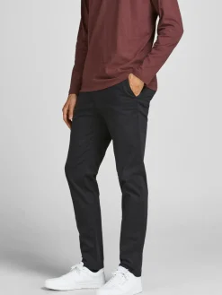 JACK & JONES Marco Bowie Black loose fit, heren chino, zwart