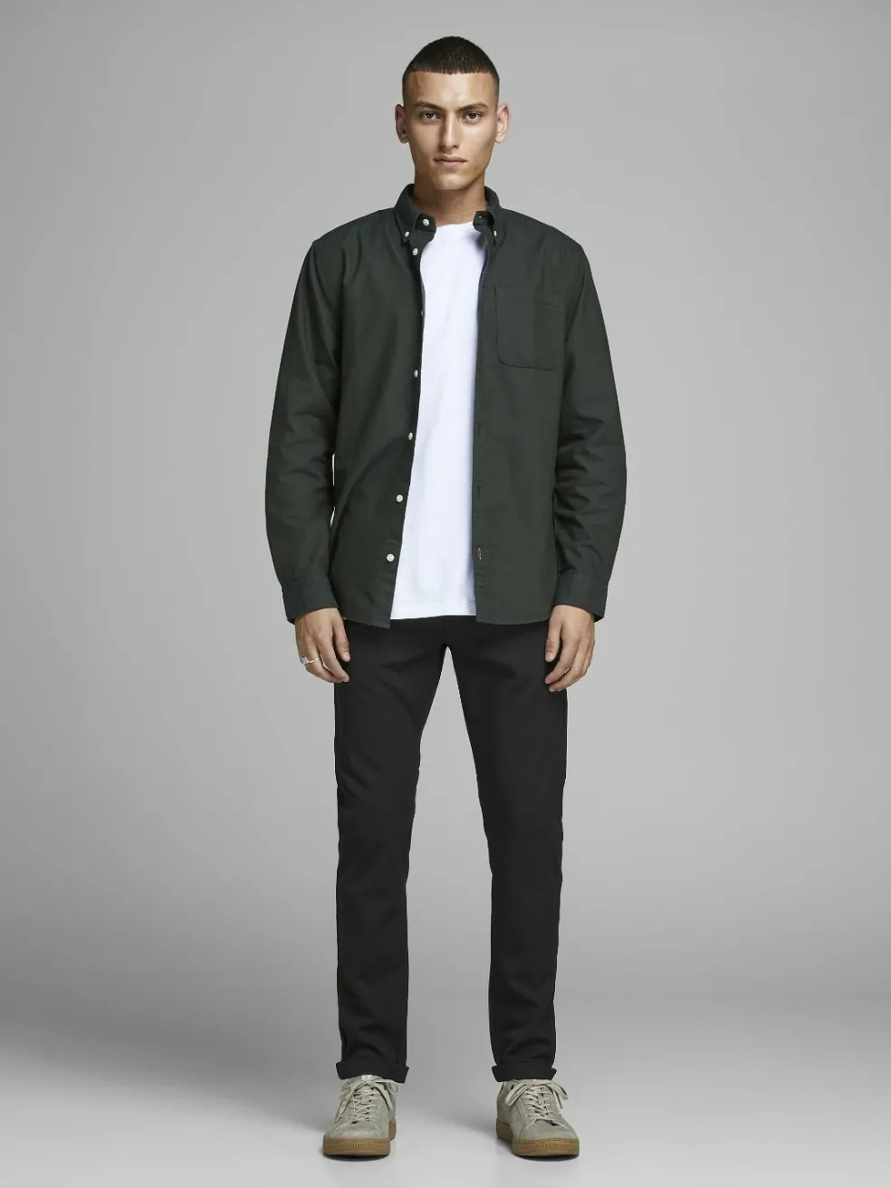 JACK & JONES Marco Connor Black loose fit, heren chino, zwart