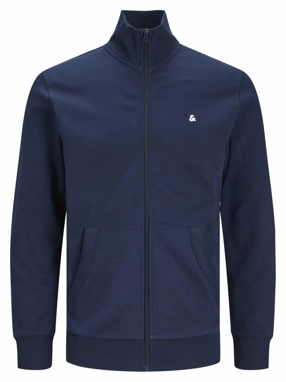 JACK & JONES Paulos sweat zip regular fit, heren sweatshirt katoenmengsel met opstaande boord, blauw