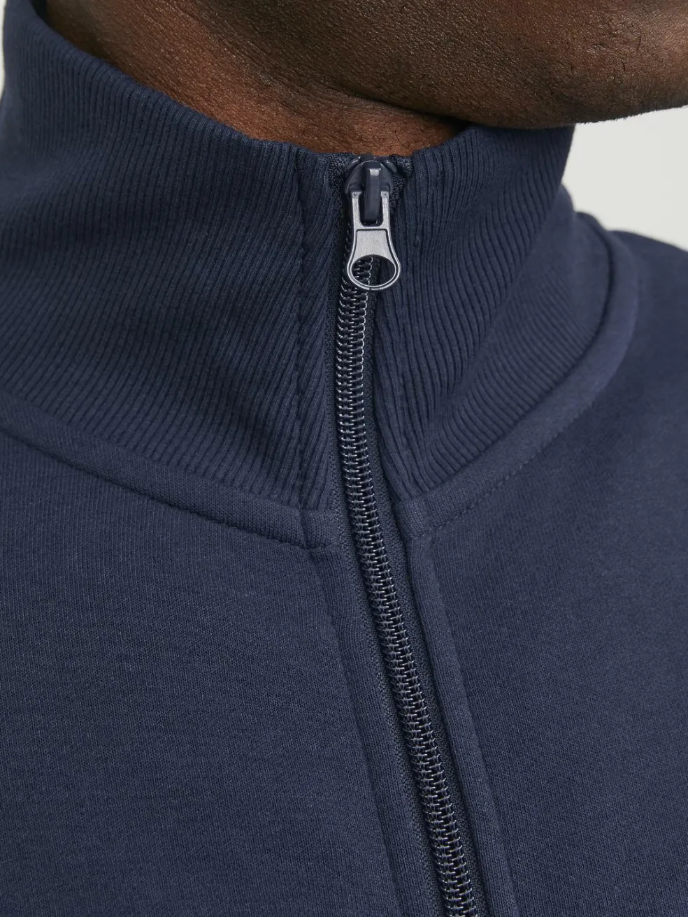 JACK & JONES Paulos sweat zip regular fit, heren sweatshirt katoenmengsel met opstaande boord, blauw