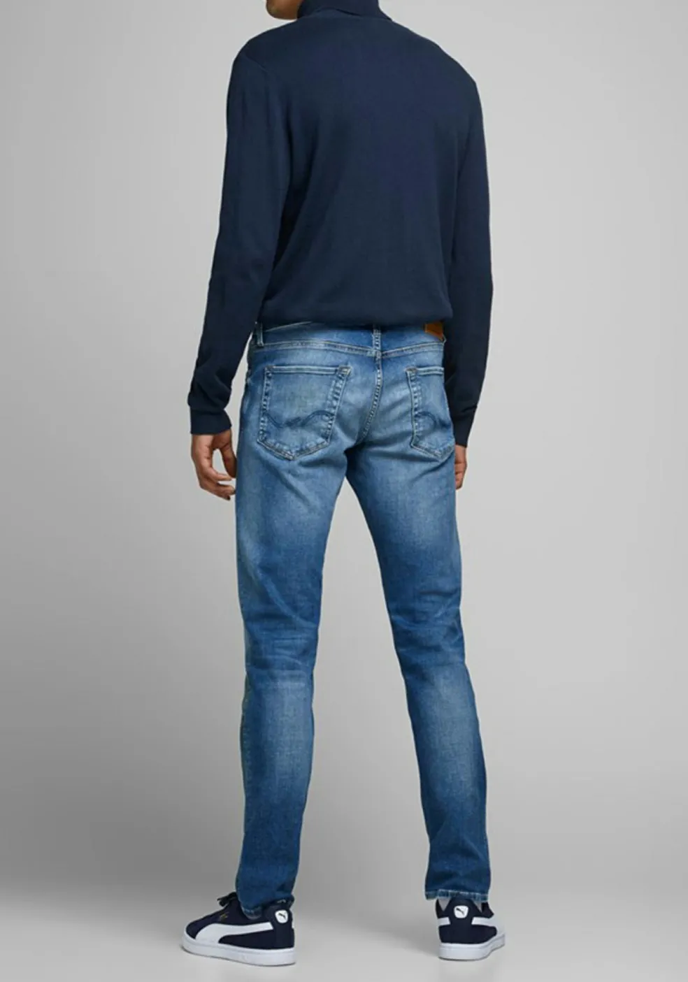 JACK & JONES slim fit coltrui katoen, donkerblauw