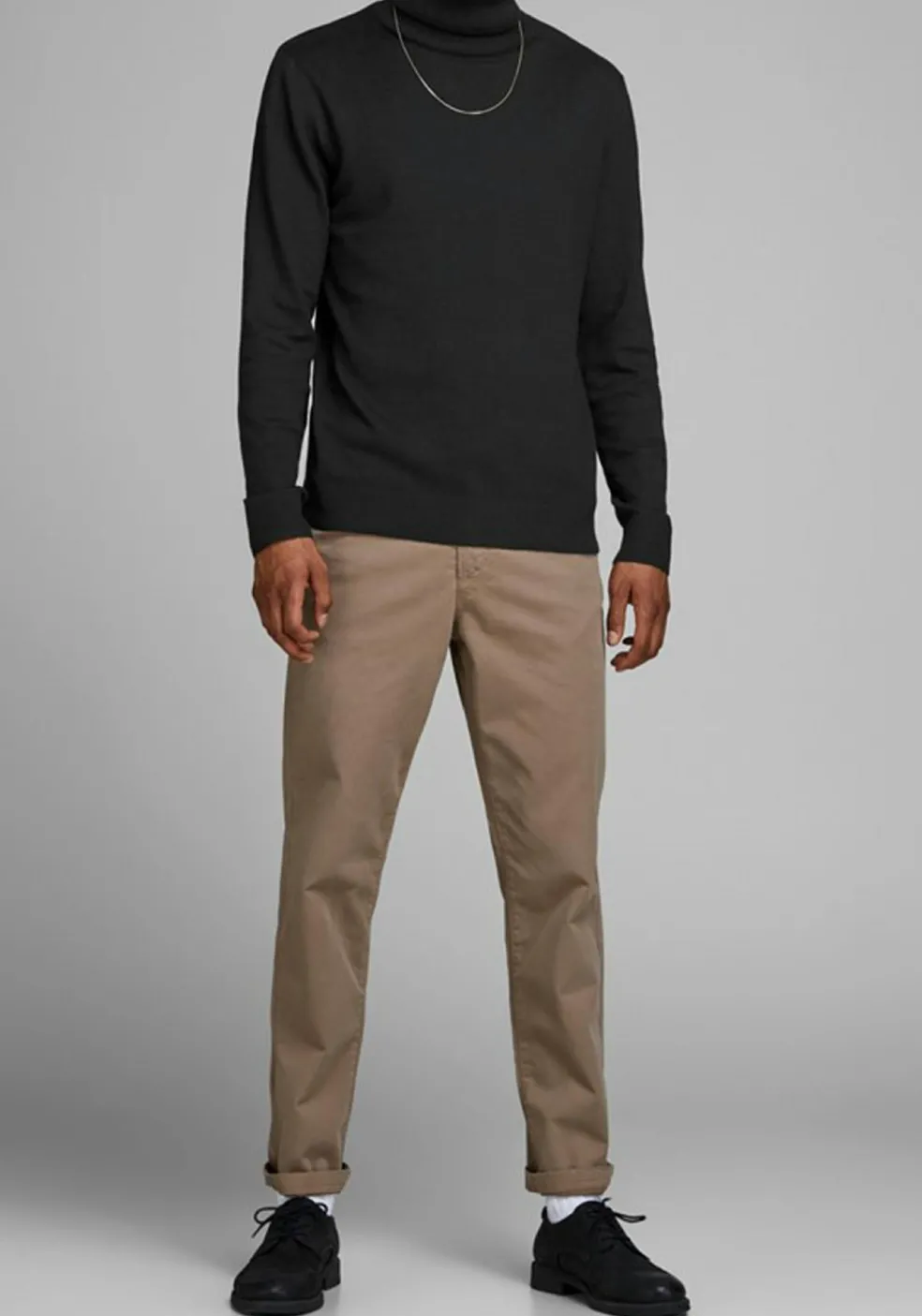 JACK & JONES slim fit coltrui katoen, zwart