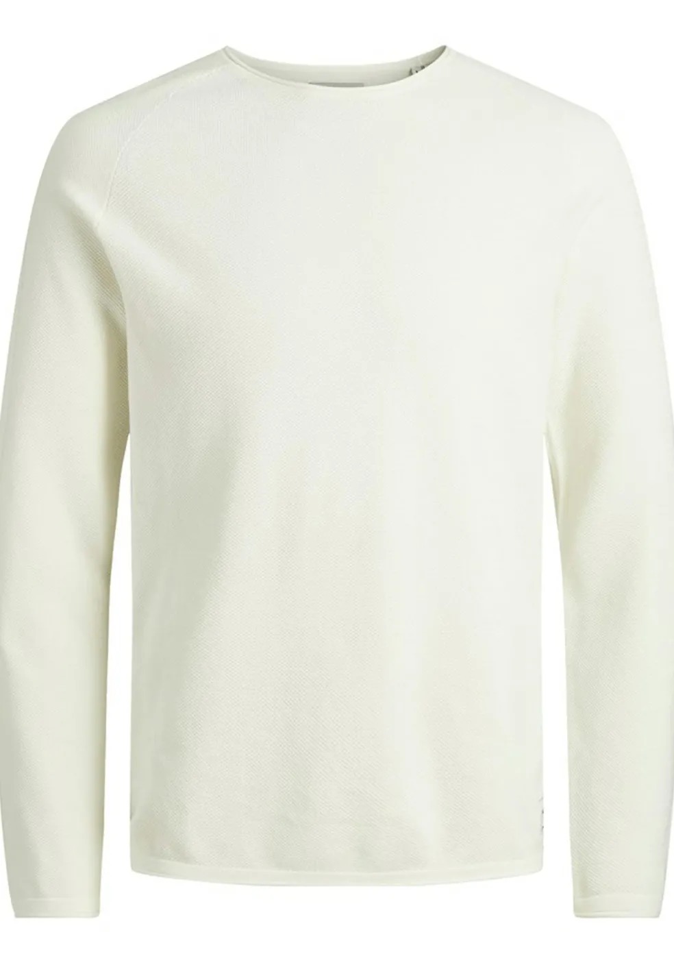 JACK & JONES slim fit trui katoen, O-hals, off-white ecru