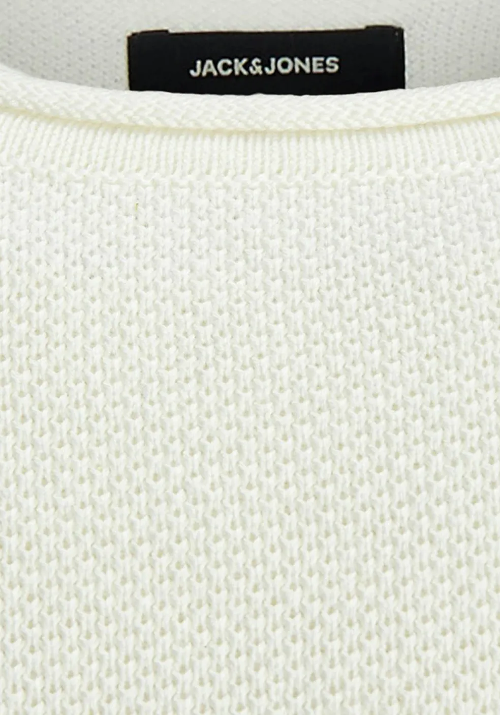 JACK & JONES slim fit trui katoen, O-hals, off-white ecru