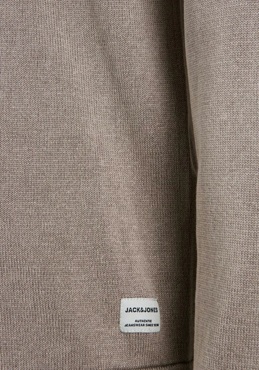 JACK & JONES slim fit trui katoen, O-hals, verwassen beige