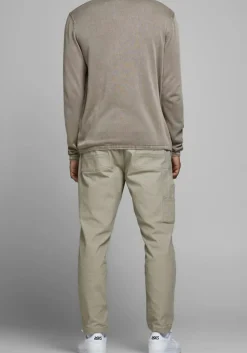 JACK & JONES slim fit trui katoen, O-hals, verwassen beige