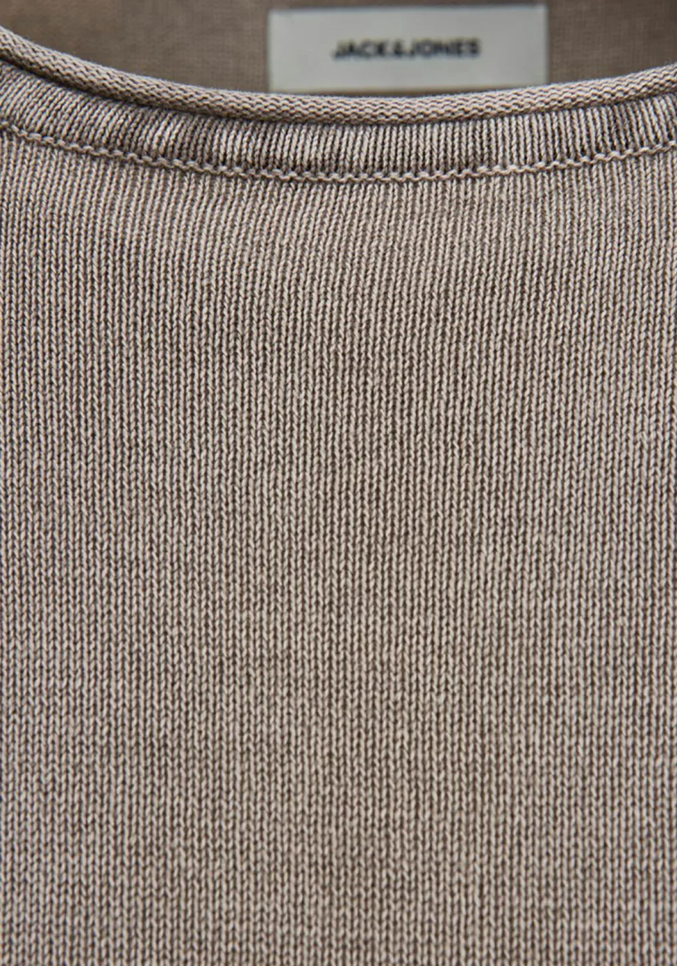 JACK & JONES slim fit trui katoen, O-hals, verwassen beige
