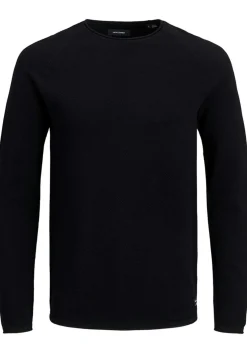 JACK & JONES slim fit trui katoen, O-hals, zwart