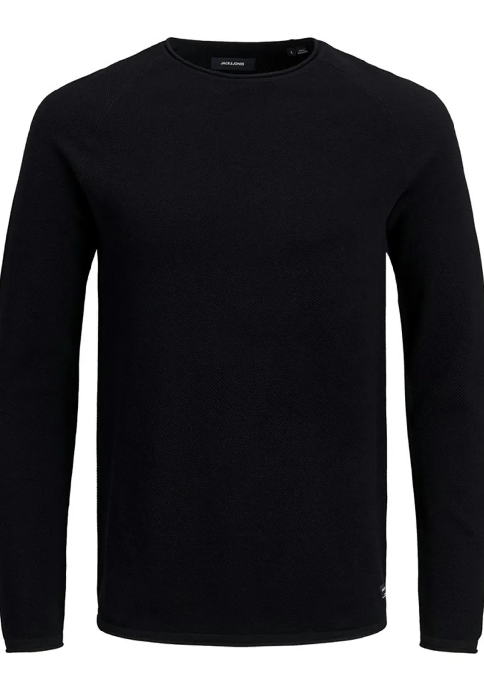 JACK & JONES slim fit trui katoen, O-hals, zwart
