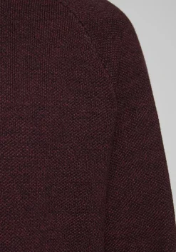 JACK & JONES slim fit trui katoen, O-hals, bordeaux rood