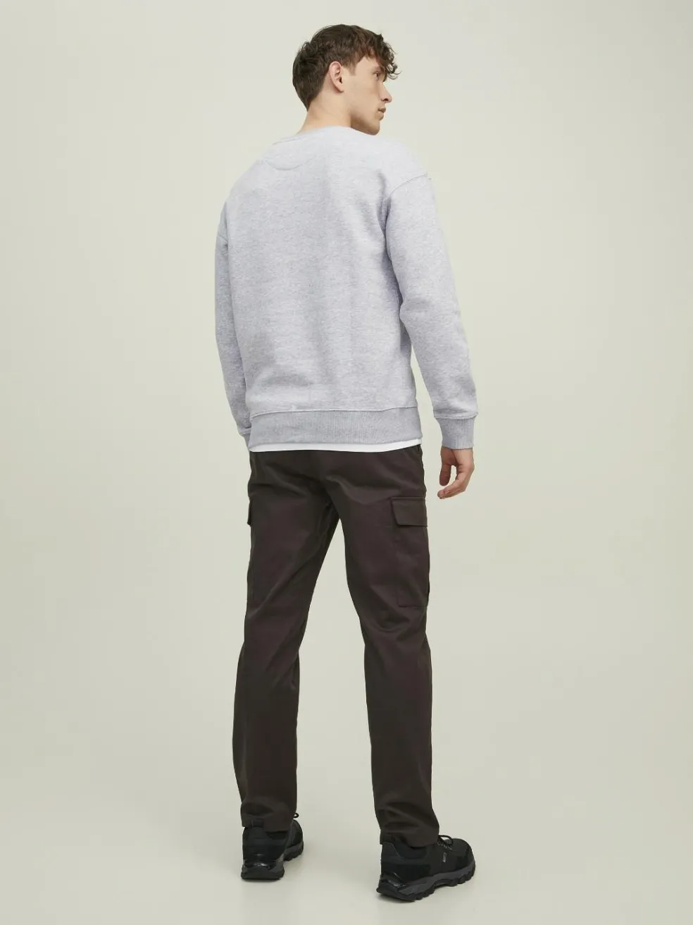 JACK & JONES Star basic sweat crew neck regular fit, heren sweatshirt katoenmengsel met O-hals, lichtgrijs melange