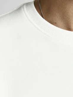 JACK & JONES Star basic sweat crew neck regular fit, heren sweatshirt katoenmengsel met O-hals, offwit