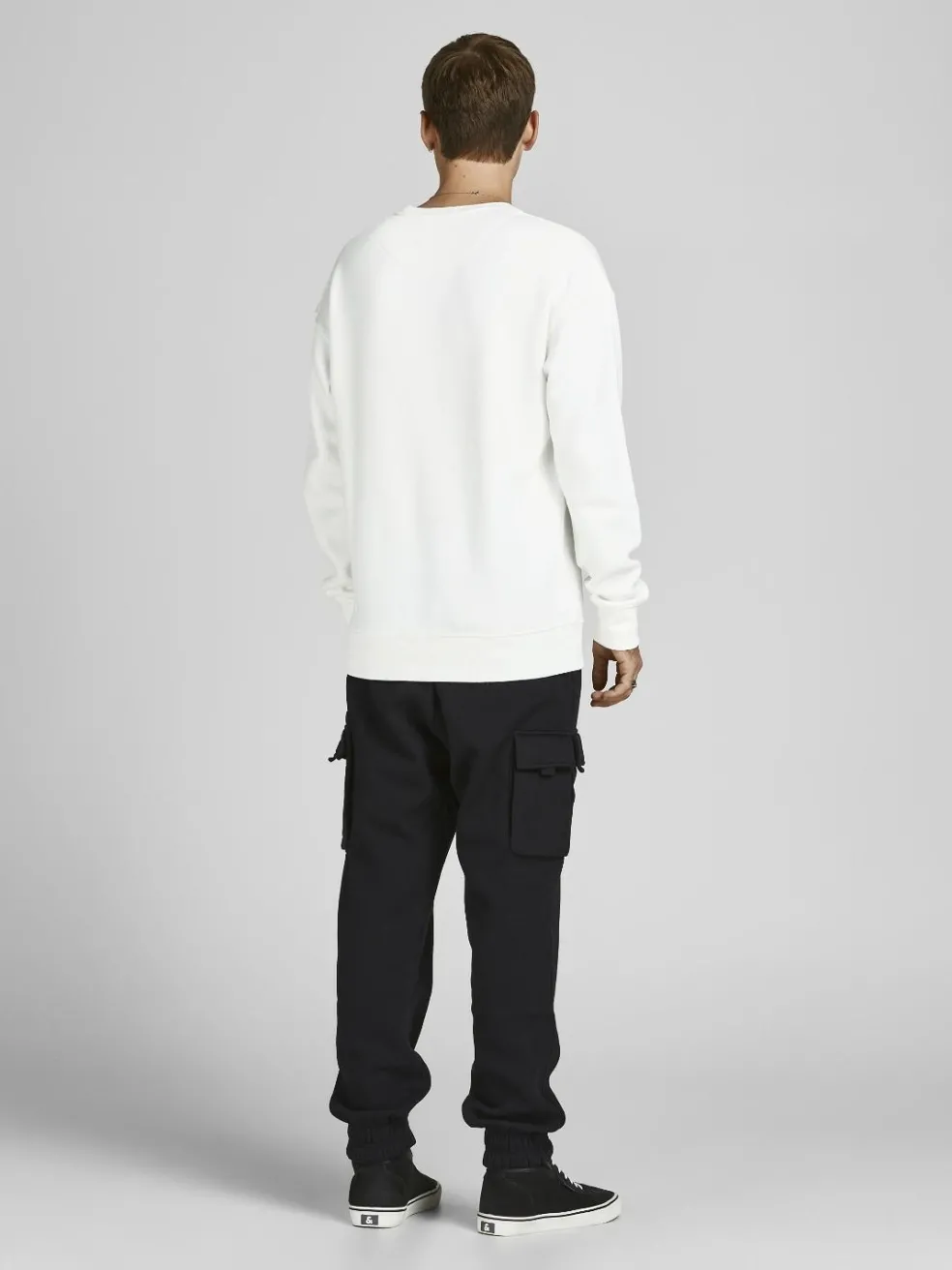JACK & JONES Star basic sweat crew neck regular fit, heren sweatshirt katoenmengsel met O-hals, offwit