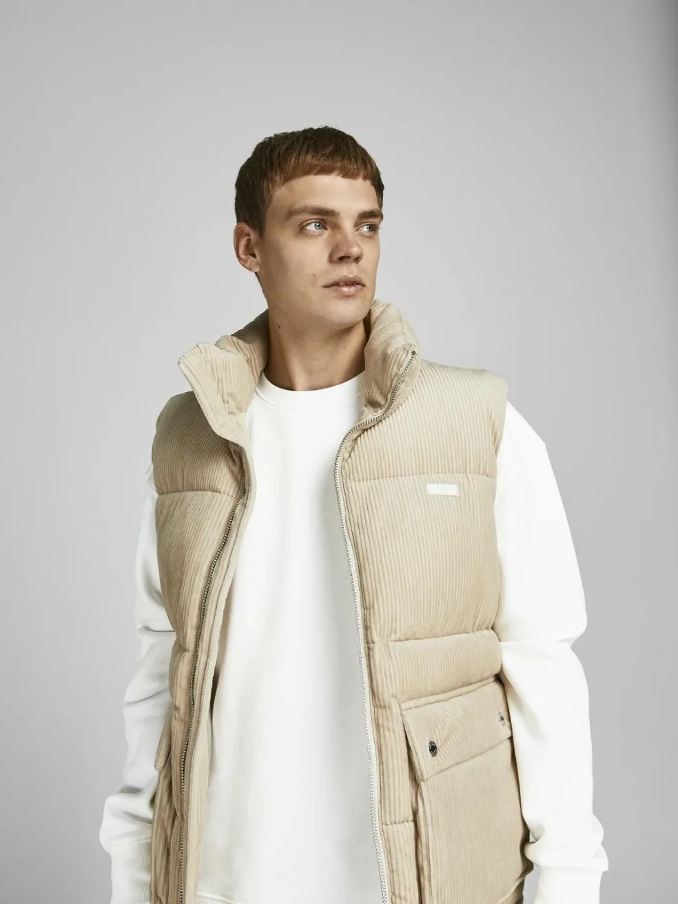 JACK & JONES Star basic sweat crew neck regular fit, heren sweatshirt katoenmengsel met O-hals, offwit