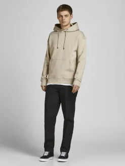 JACK & JONES Star basic sweat hood regular fit, heren hoodie katoenmengsel met capuchon, beige