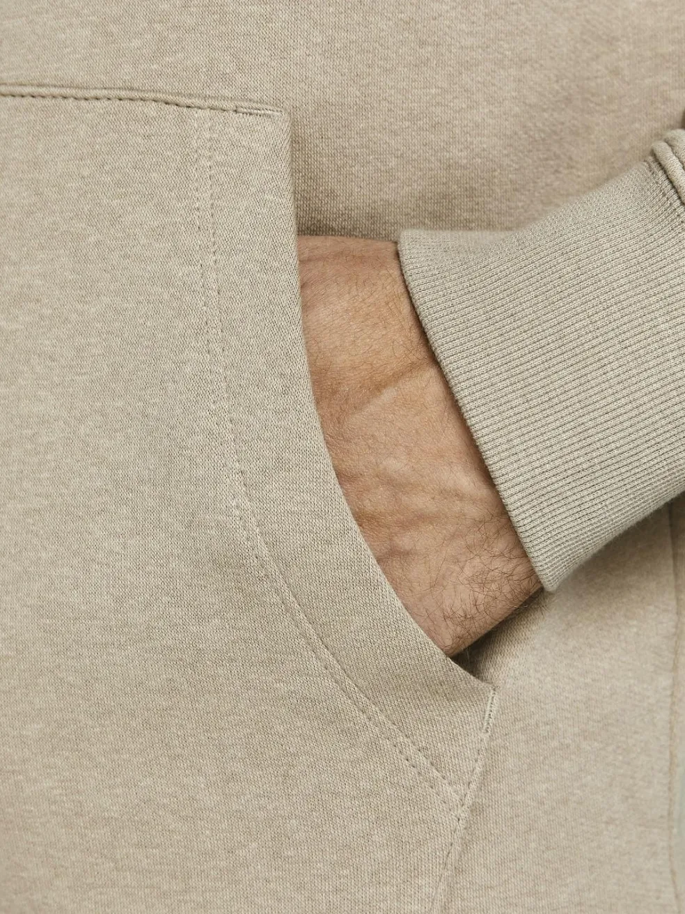 JACK & JONES Star basic sweat hood regular fit, heren hoodie katoenmengsel met capuchon, beige