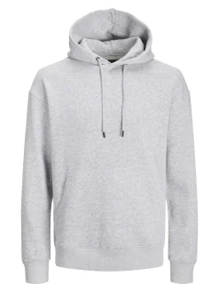 JACK & JONES Star basic sweat hood regular fit, heren hoodie katoenmengsel met capuchon, lichtgrijs melange