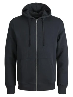 JACK & JONES Star basic sweat zip hood regular fit, heren sweatvest katoenmengsel met capuchon, zwart