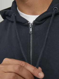 JACK & JONES Star basic sweat zip hood regular fit, heren sweatvest katoenmengsel met capuchon, zwart