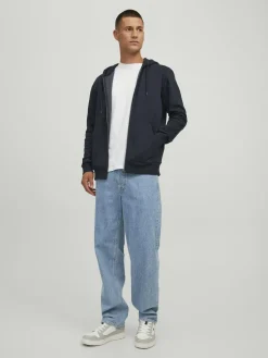 JACK & JONES Star basic sweat zip hood regular fit, heren sweatvest katoenmengsel met capuchon, zwart