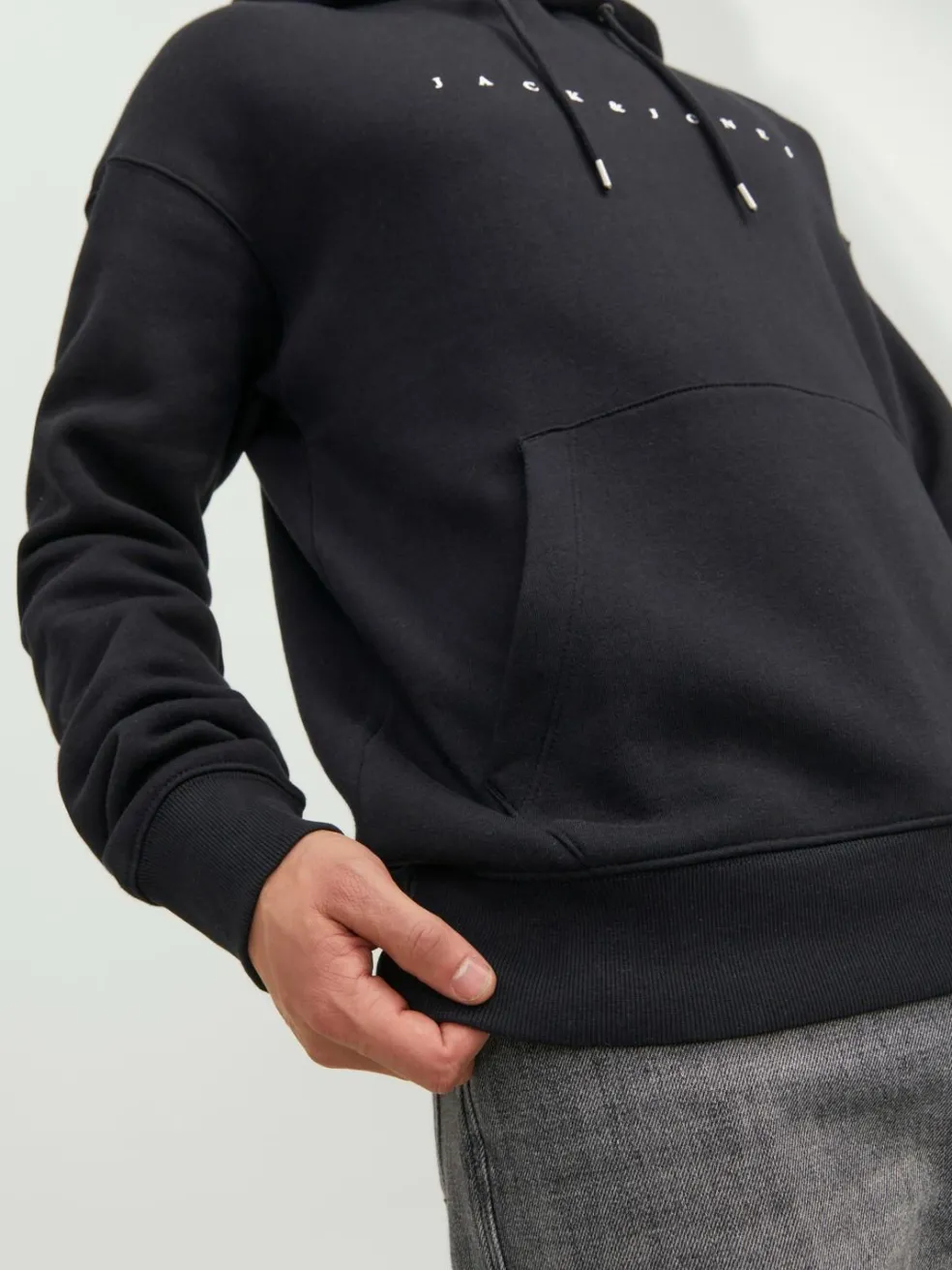 JACK & JONES Star jj sweat hood regular fit, heren hoodie katoenmengsel met capuchon, zwart