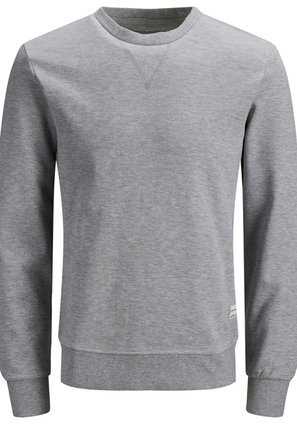 JACK & JONES sweatshirt katoen, O-hals, licht grijs melange
